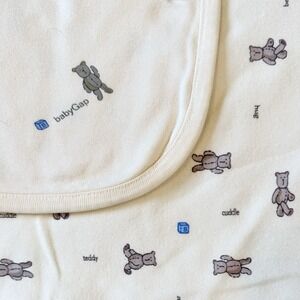 VTG Baby Gap Y2K Receiving Blanket Teddy Bears Blocks Brannan Bear Cream Blue